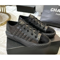 Luxury Discount Chanel Quilted Calfskin Sneakers 092411 Black