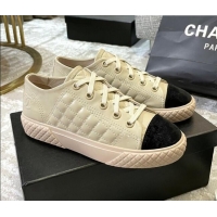 Perfect Chanel Quilted Calfskin Sneakers 092411 Beige