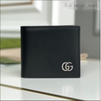 Classic Gucci GG Marmont Smooth Leather Bi-fold Wallet 428726 Black 2021