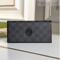 Well Crafted Gucci Men's Black GG Canvas Long Wallet with Interlocking G 672947 2021