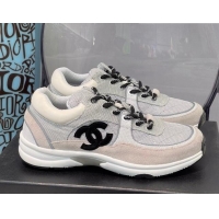 Cheap Price Chanel Fabric & Suede Sneakers G38299 Gray/White