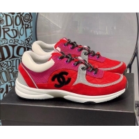 Popular Style Chanel Fabric & Suede Sneakers G38299 Pink/Red