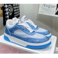 Top Design Chanel Crystal Sneakers 092718 Light Blue