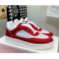 Stylish Chanel Crystal Sneakers 092718 Red