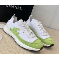 Top Grade Chanel Knitwear Sneakers G38332 White/Green