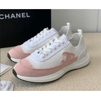 Classic Hot Chanel Knitwear Sneakers G38332 White/Pink