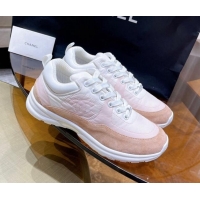 Good Quality Chanel Fabric & Suede Sneakers G37123 Pink