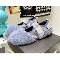 Top Design Chanel Wool Mary Jane Shoes 111116 Blue