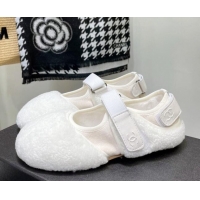 Pretty Style Chanel Wool Mary Jane Shoes 111116 White