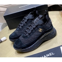 Shop Duplicate Chanel Suede Sneakers G38501 Black