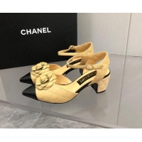 Perfect Chanel Quilted Lambskin Open Shoe/Slingback Pumps 5cm G38365 Beige