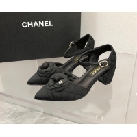 Hot Style Chanel Quilted Grosgrain Open Shoe/Slingback Pumps 5cm G38365 Black