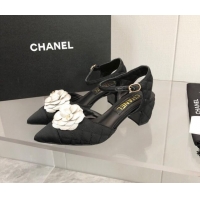 Sumptuous Chanel Quilted Grosgrain Open Shoe/Slingback Pumps 5cm G38365 Black/White