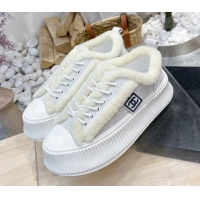 Low Price Chanel Canvas Wool Logo Patch Sneakers 111176 Light Gray