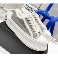 Good Product Chanel Suede Wool Sneakers 111183 Gray