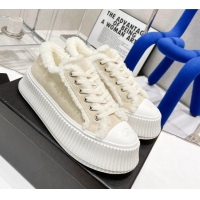 Unique Grade Chanel Suede Wool Sneakers 111183 Beige