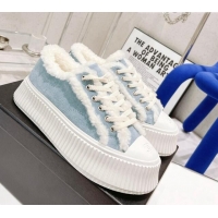 Low Cost Chanel Suede Wool Sneakers 111183 Blue