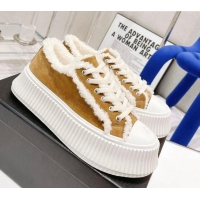 Best Quality Chanel Suede Wool Sneakers 111183 Brown