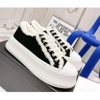 AAAAA Chanel Suede Wool Sneakers 111183 Black