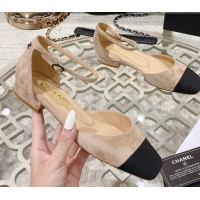 Top Quality Chanel Suede Open Shoe/Ballerinas G38256 Beige