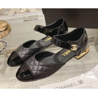 Duplicate Chanel Lambskin CC Buckle Ballerinas G38441 Black