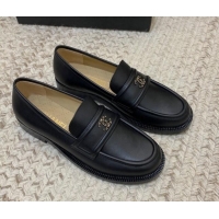 Good Quality Chanel Calfskin Chain CC Loafers 111201 Black