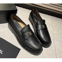 Top Grade Chanel Shiny Calfskin Loafers G38048 Black