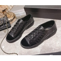 Top Quality Chanel Leather Low-Top Sneakers 111718 Black