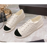 Super Quality Chanel Leather Low-Top Sneakers 111718 White