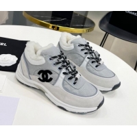 Unique Grade Chanel Suede & Mesh Wool Sneakers G38299 Light Gray