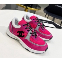 Perfect Chanel Suede & Mesh Sneakers G38299 Hot Pink