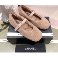 Super Quality Chanel Shearling Mary Janes Flats 112221 Brown