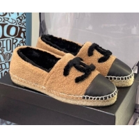 Discount Chanel Shearling Wool Espadrilles 112224 Brown/Black