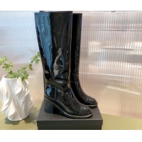 Best Design Chanel Patent Leather High Boots 7cm G38172 Black