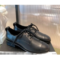 Best Luxury Chanel Calfskin Lace-ups Shoe 112254 Black