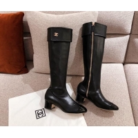 Reasonable Price Chanel Crumpled Lambskin High Boots 112262 Black