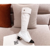 Discount Chanel Crumpled Lambskin High Boots 112262 White