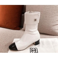 Super Quality Chanel Crumpled Lambskin Ankle Boots G35468 White