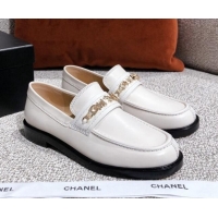 Best Quality Chanel Shiny Calfskin Loafers G37430 White