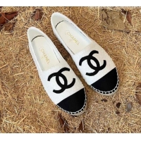 Shop Chanel Fabric Espadrilles G29762 White