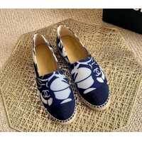 AAAAA Chanel Print Espadrilles Navy Blue 112302