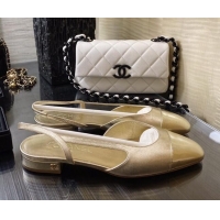 Good Product Chanel Calfskin Slingbacks Ballerinas Flat G31319 Gold