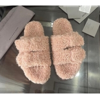 Best Design Balenciaga Shearling Slide Sandals Nude 111238 