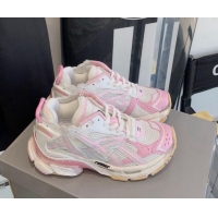 Best Grade Balenciaga Runner Trainers in Mesh and Nylon 112003 White/Pink