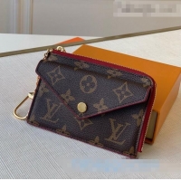 Pretty Style Louis Vuitton Monogram Canvas Card Holder Recto Verso Wallet M69431 Burgundy