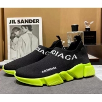 Best Product Balenciaga Speed Knit Sock Boot Sneaker Black/Kiwi Green 05306