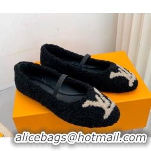 New Style Louis Vuitton Popi Shearling Flat Ballerinas 111749 Black