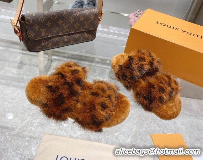 Best Design Louis Vuitton Bom Dia Mink Fur Flat Mules 111751 Brown