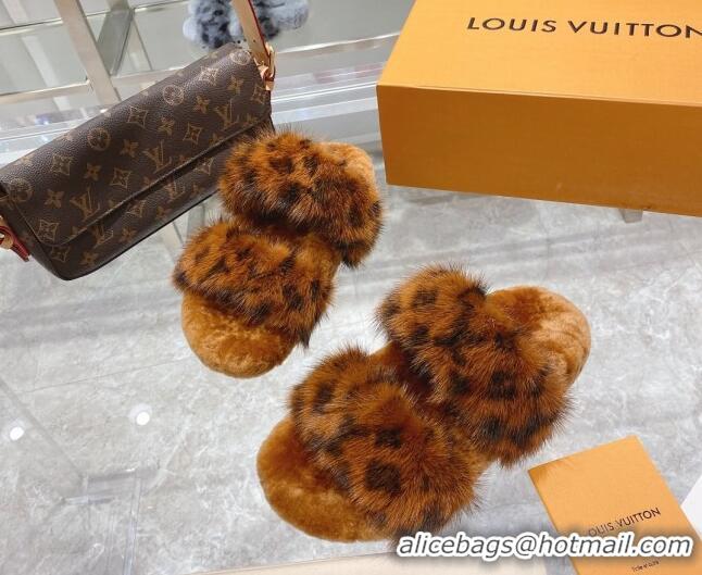 Best Design Louis Vuitton Bom Dia Mink Fur Flat Mules 111751 Brown