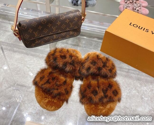 Best Design Louis Vuitton Bom Dia Mink Fur Flat Mules 111751 Brown